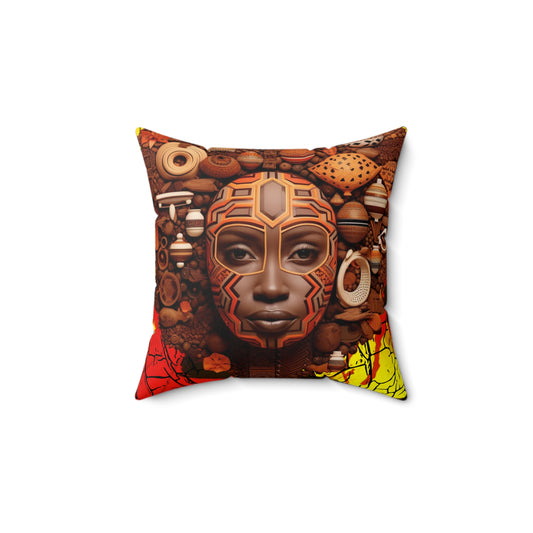 Spun Polyester Square Pillow - African Angel Design