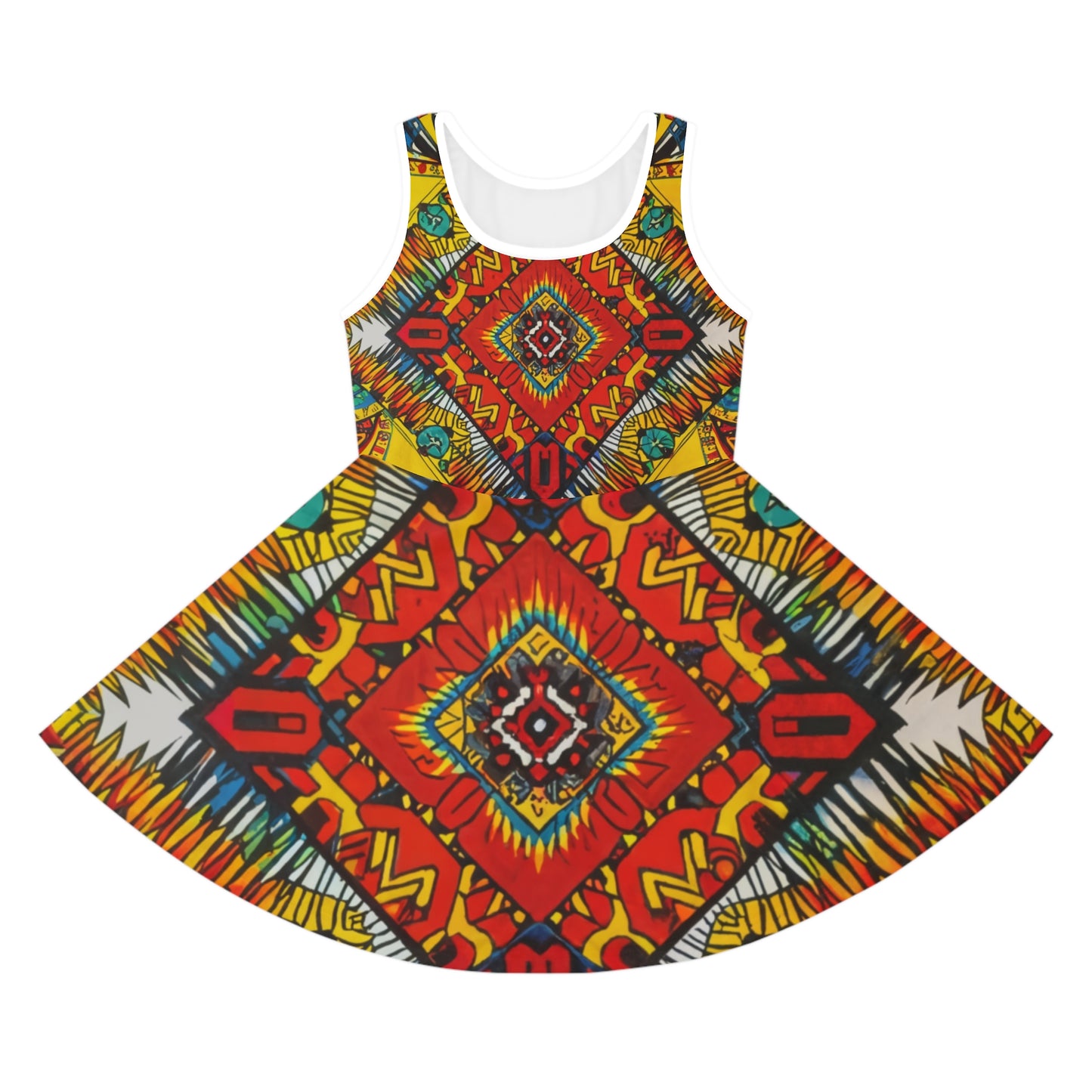 Girls' Sleeveless Sundress - African Rainbow Design