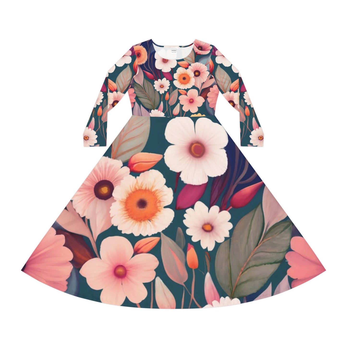 Women's Long Sleeve Dance Dress - Hope flowers