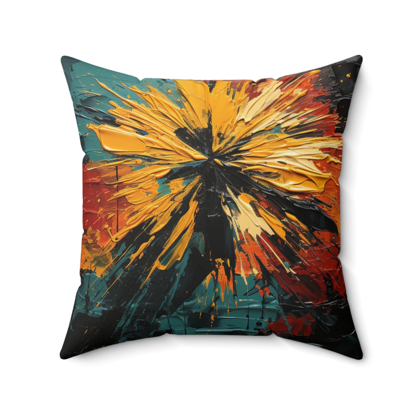 Spun Polyester Square Pillow - Afro Splash Design