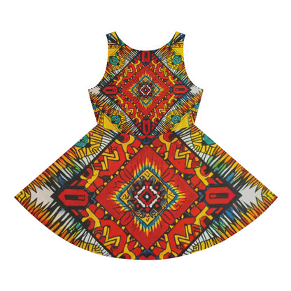 Girls' Sleeveless Sundress - African Rainbow Design