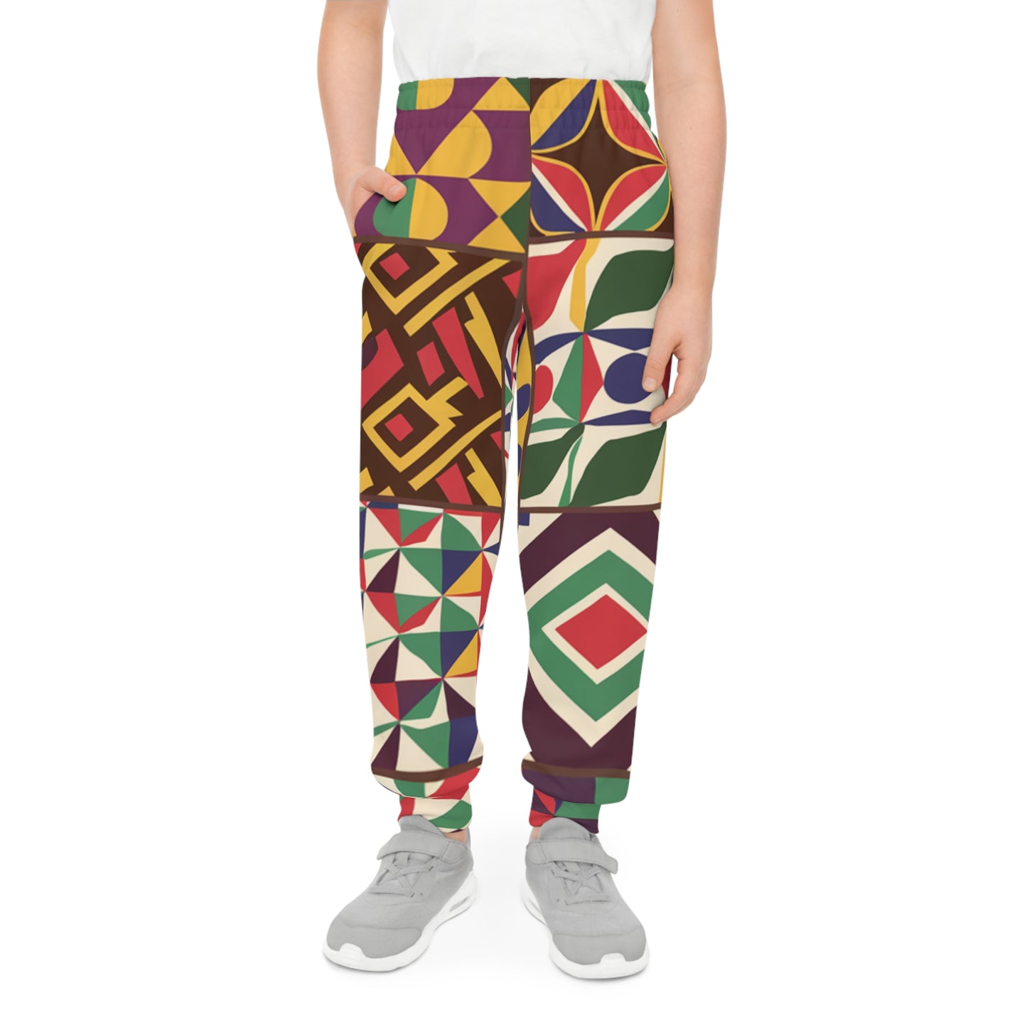 Unisex Youth Joggers - Geometric Pathways Design