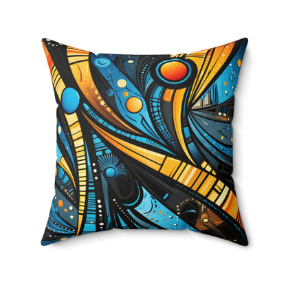 Spun Polyester Square Pillow - African Sapphire Design