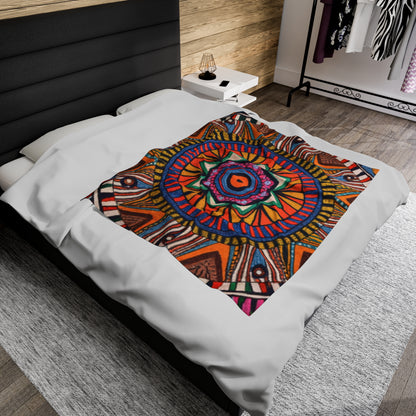 Velveteen Plush Blanket - Radiant Mandala Design