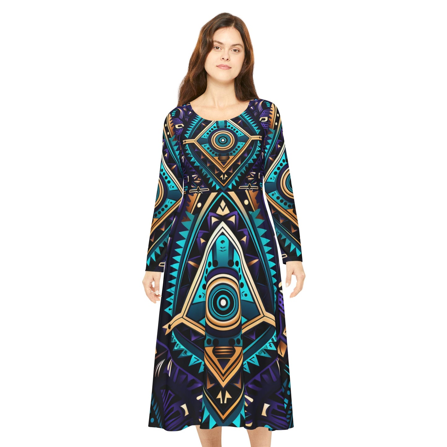 Women's Long Sleeve Dance Dress - Queen Sheba Design