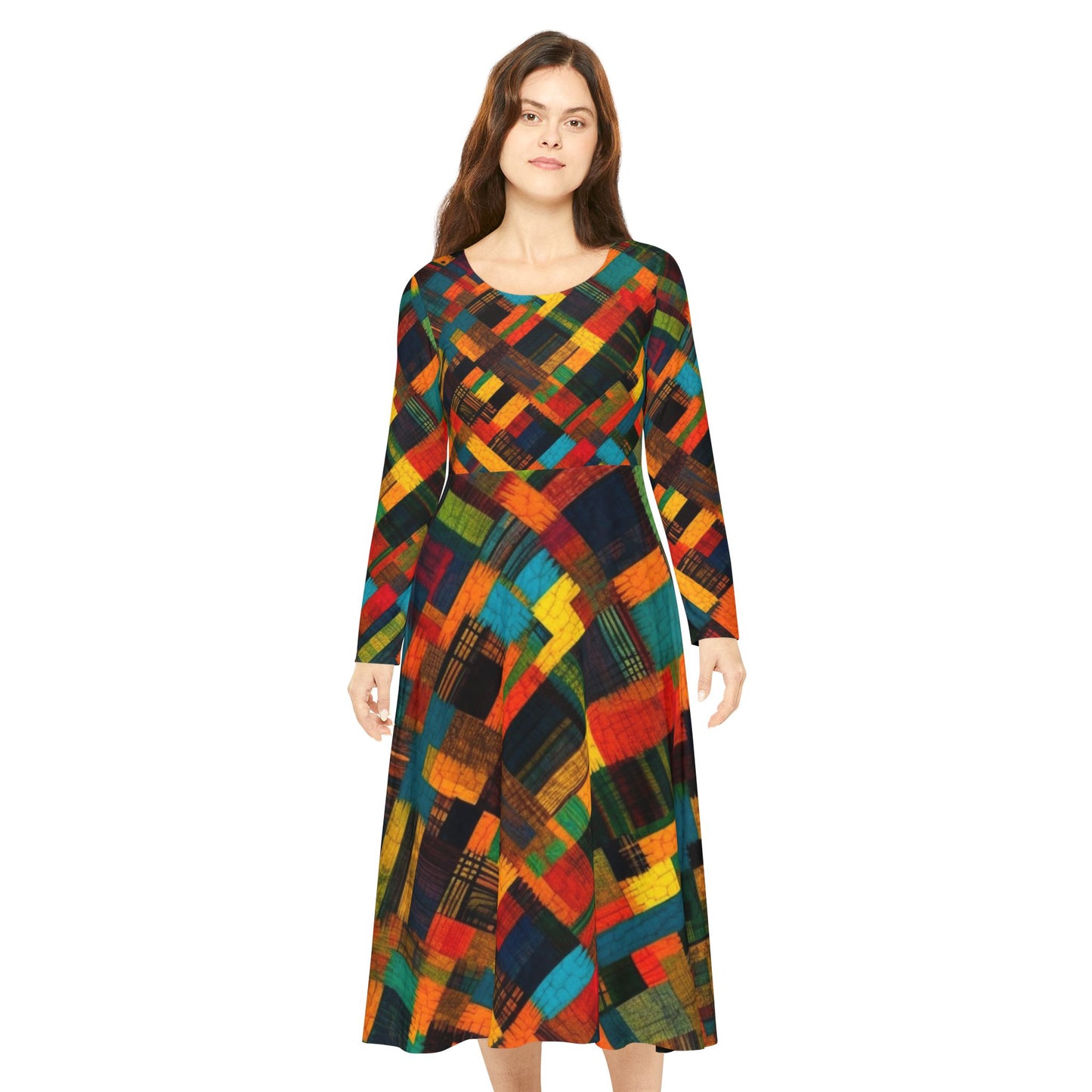 Women's Long Sleeve Dance Dress - Kente Grace Design