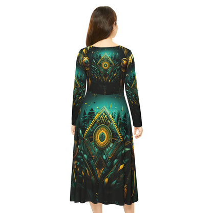 Women's Long Sleeve Dance Dress - Sacred Path Design -