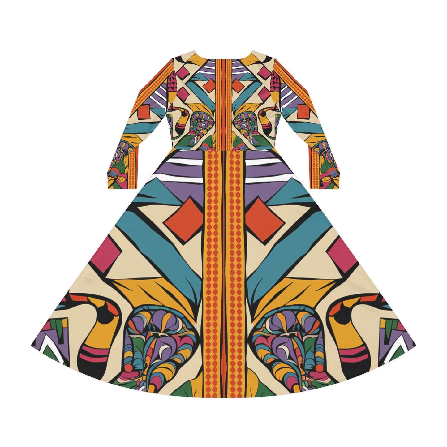 Women's Long Sleeve Dance Dress - Cultural Flow Design