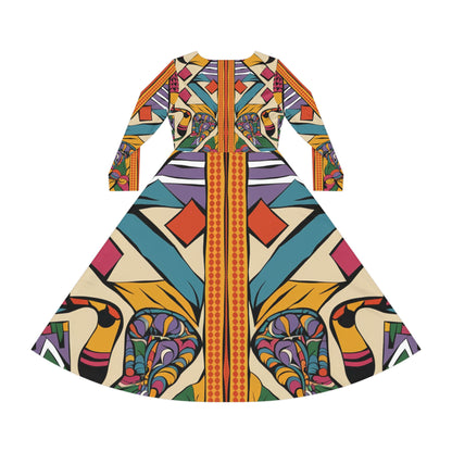 Women's Long Sleeve Dance Dress - Cultural Flow Design