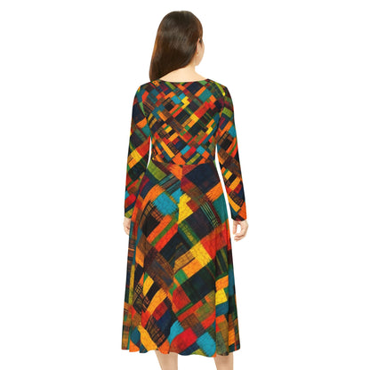 Women's Long Sleeve Dance Dress - Kente Grace Design