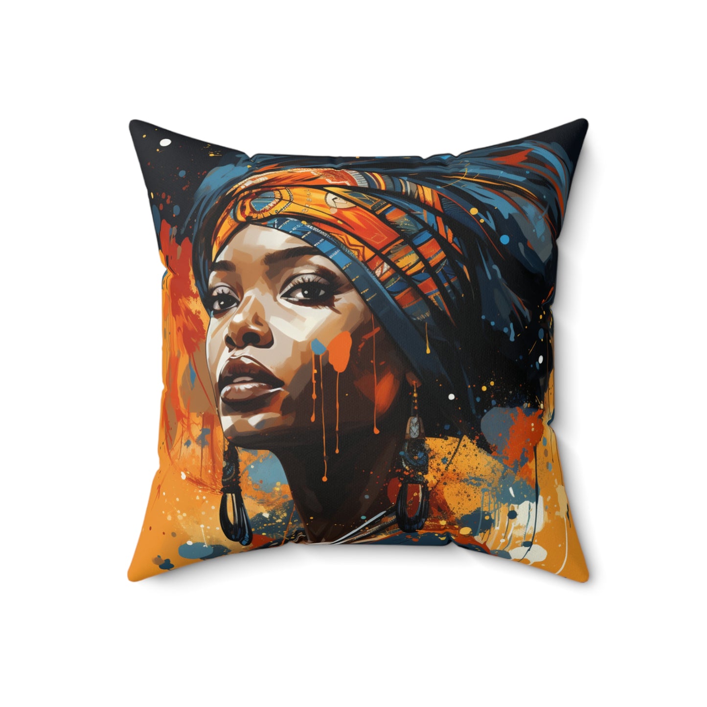 Spun Polyester Square Pillow - Daughters of Africa 2 Design