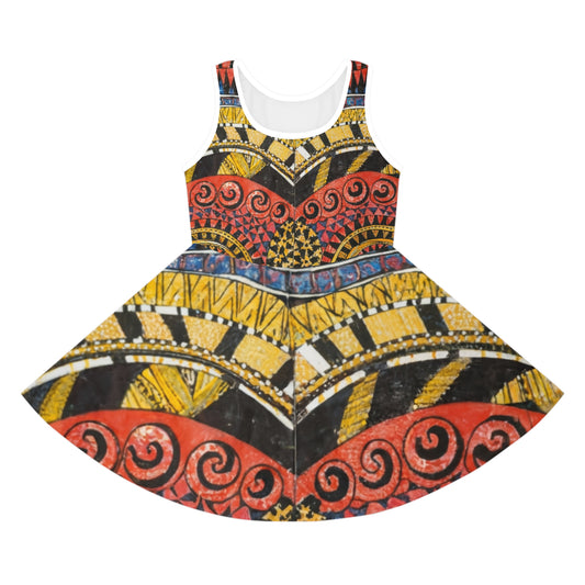 Girls' Sleeveless Sundress - "Harmony Tapestry Design