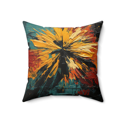 Spun Polyester Square Pillow - Afro Splash Design