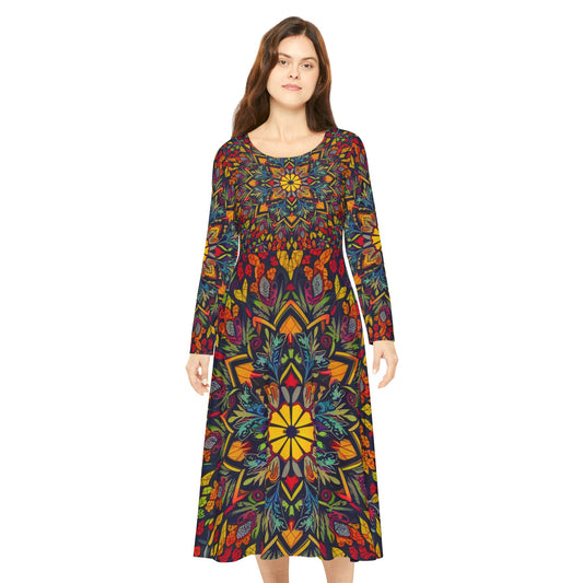 Women's Long Sleeve Dance Dress - Heavenly flowers