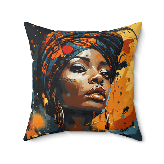 Spun Polyester Square Pillow - Daughters of Africa 3 Design
