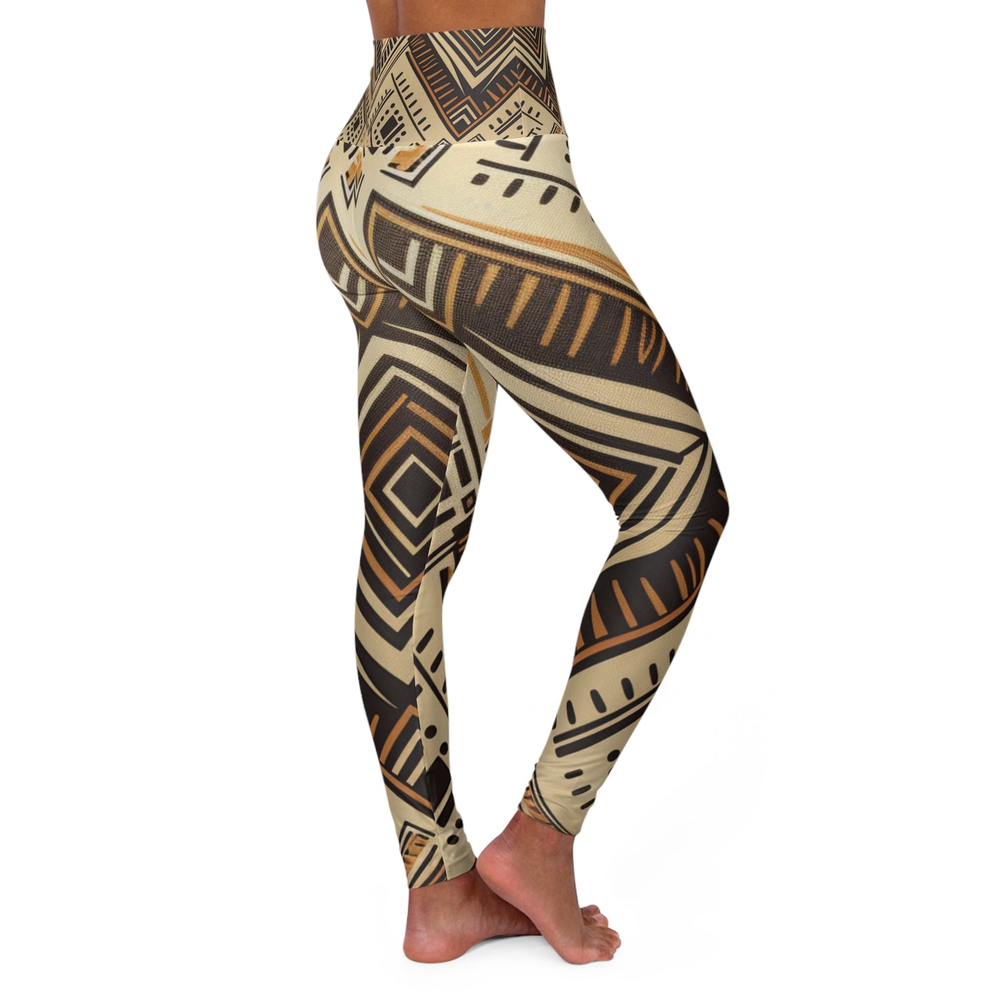 High Waisted Yoga Leggings - Kalahari Accord Design