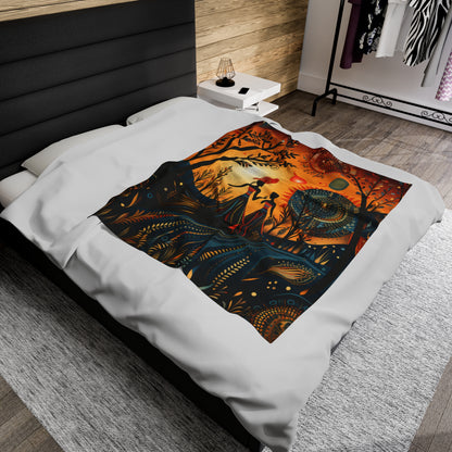 Velveteen Plush Blanket - Morning Glory Design