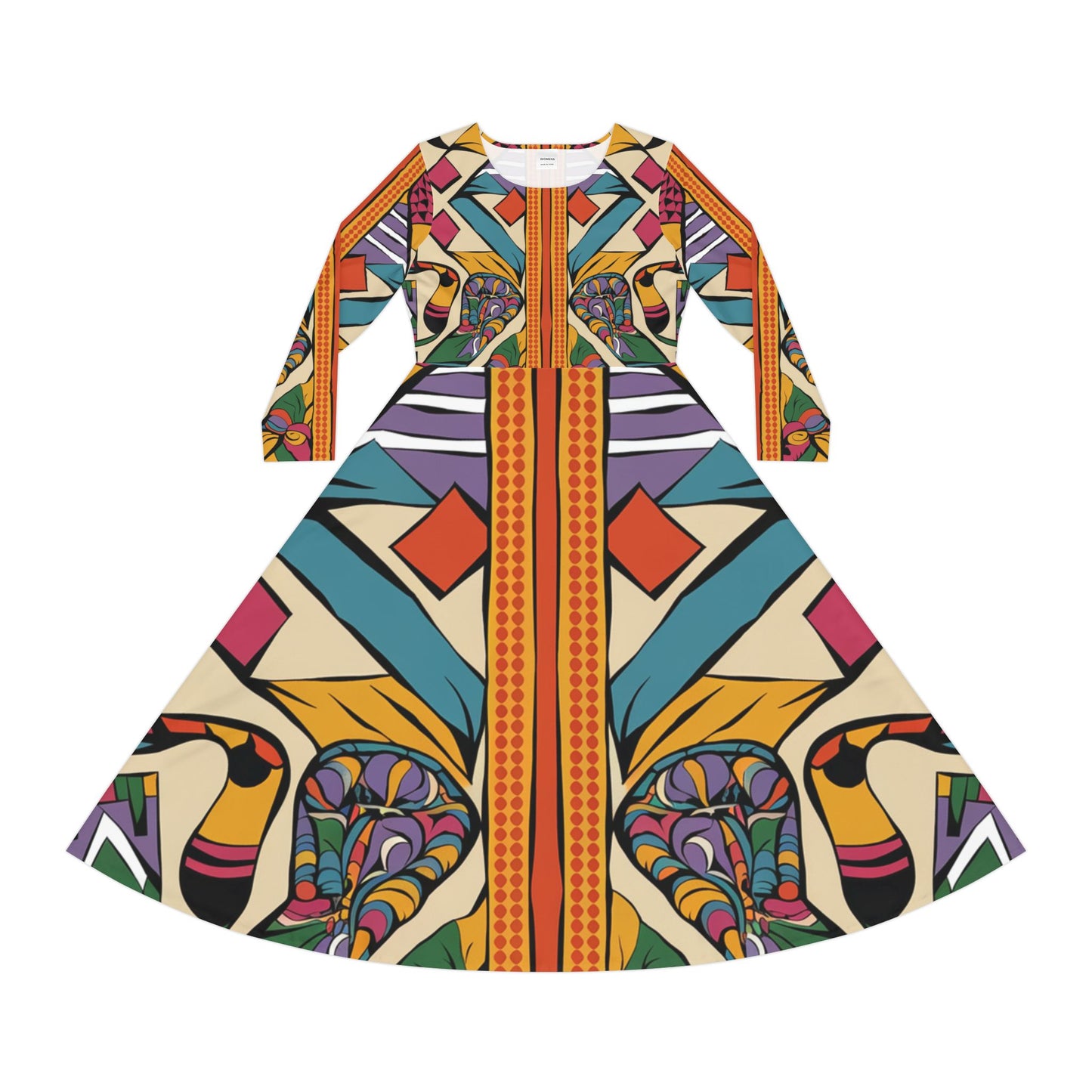 Women's Long Sleeve Dance Dress - Cultural Flow Design