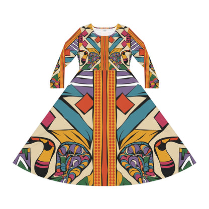 Women's Long Sleeve Dance Dress - Cultural Flow Design