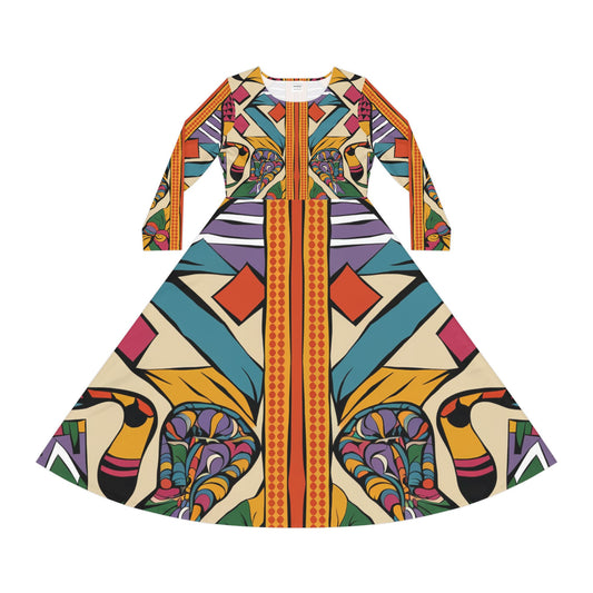 Women's Long Sleeve Dance Dress - Cultural Flow Design