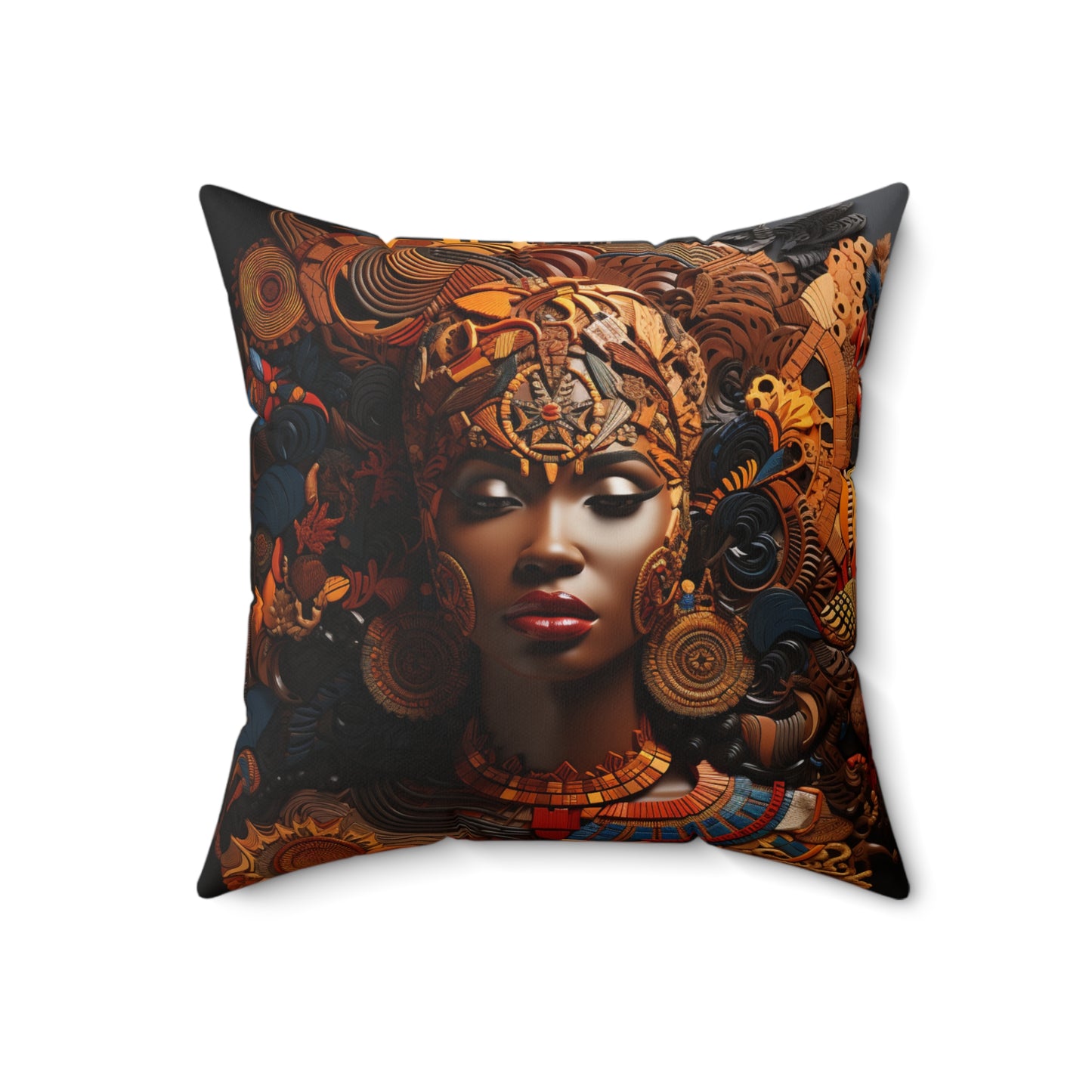 Spun Polyester Square Pillow - Abyssinia Queen - Psalm 68:13