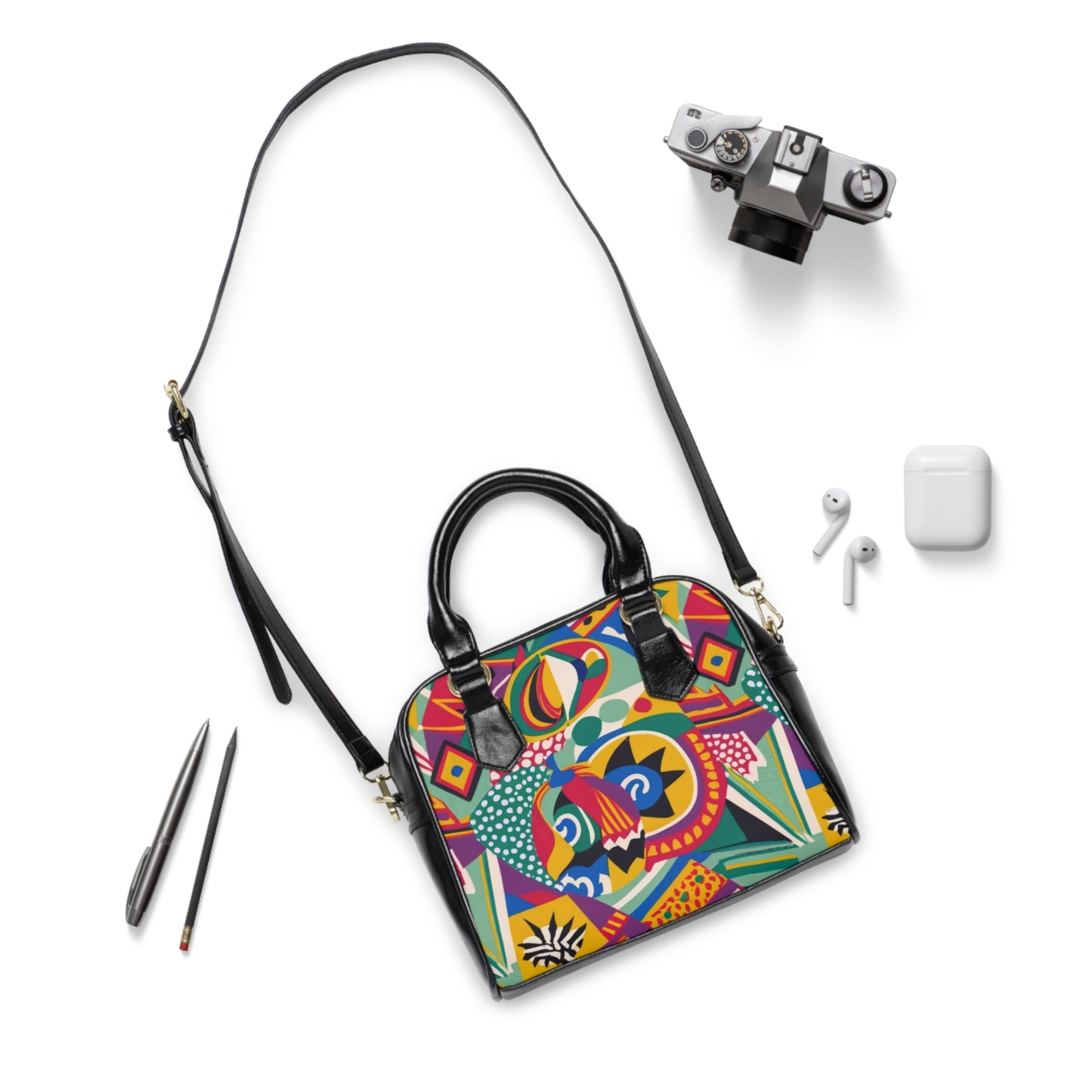 Shoulder Handbag - Afro Abstract Design