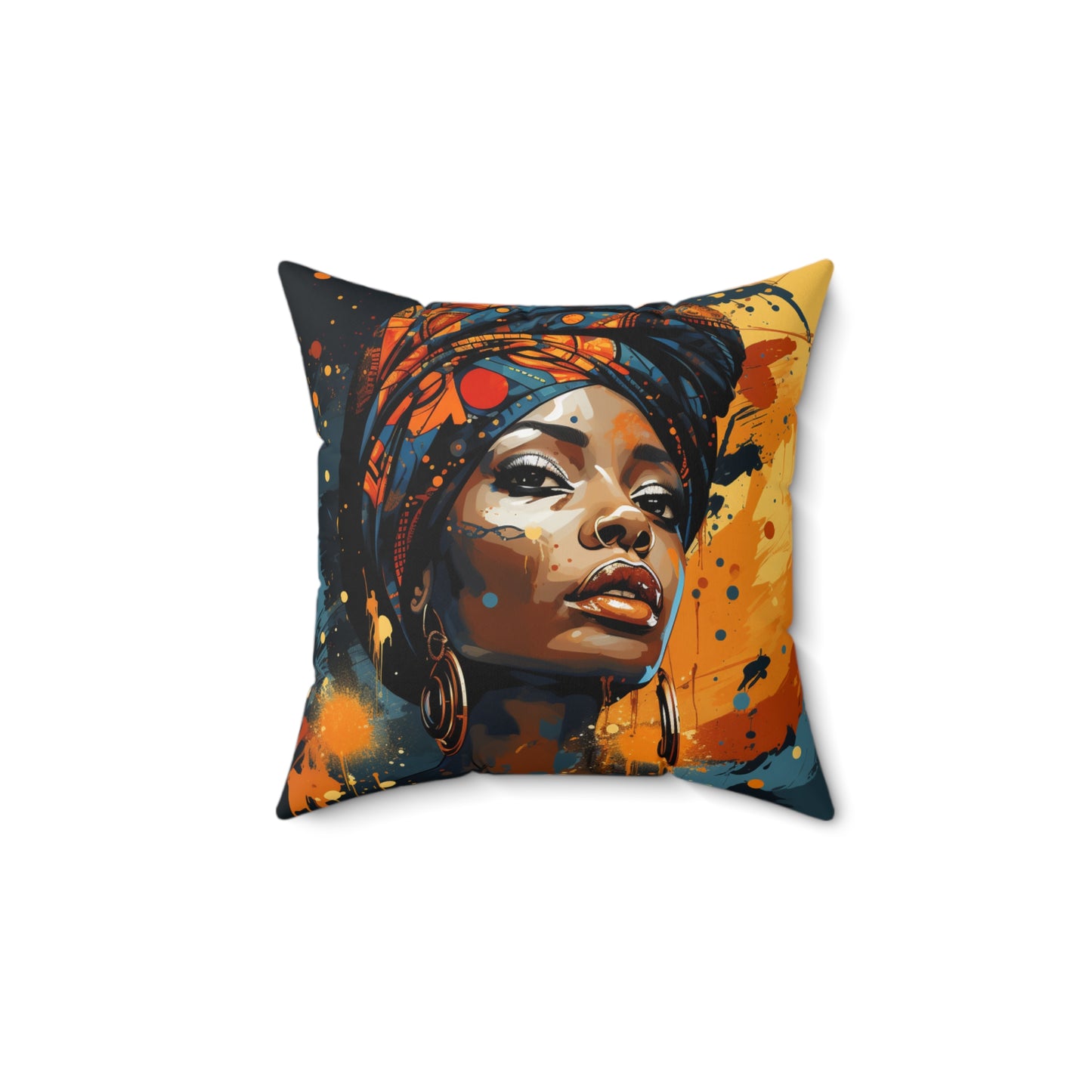Spun Polyester Square Pillow - Daughters of Africa 3 Design